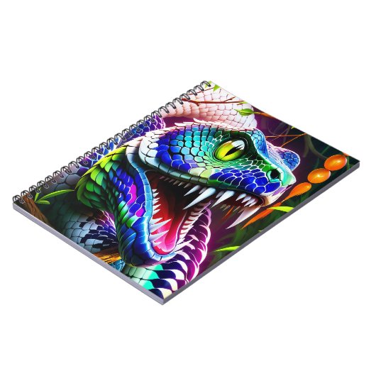 Cobra slang met levendige turkoois en blauwe schub notitieboek (Linkerzijde)