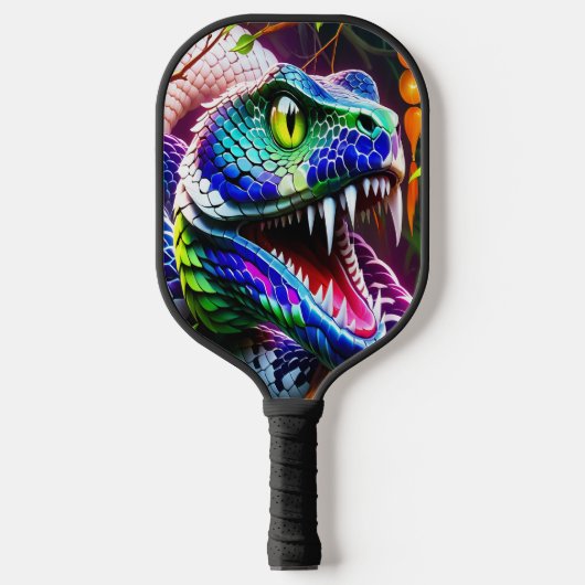Cobra slang met levendige turkoois en blauwe schub pickleball paddle (Voorkant)