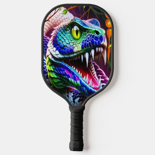 Cobra slang met levendige turkoois en blauwe schub pickleball paddle (Achterkant)