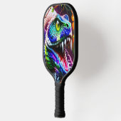 Cobra slang met levendige turkoois en blauwe schub pickleball paddle (Links)