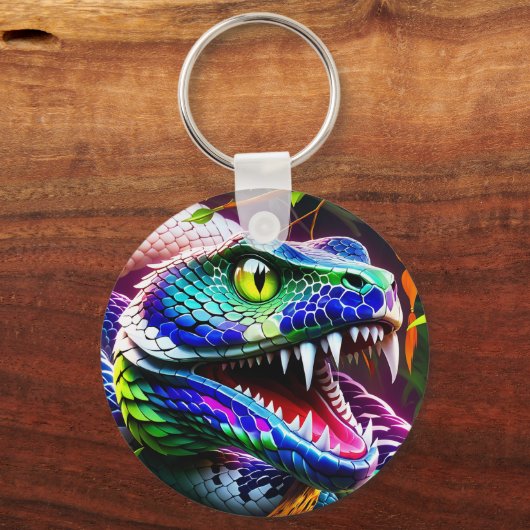 Cobra slang met levendige turkoois en blauwe schub sleutelhanger (Achterkant)