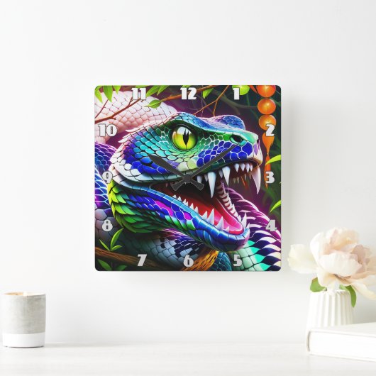 Cobra slang met levendige turkoois en blauwe schub vierkante klok (Huis)