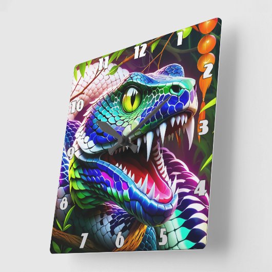 Cobra slang met levendige turkoois en blauwe schub vierkante klok (Hoek)