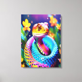 Cobra slang met levendige turquoise roze en geel canvas afdruk (Voorkant)