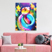 Cobra slang met levendige turquoise roze en geel canvas afdruk (Insitu (Woonkamer))