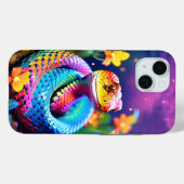 Cobra slang met levendige turquoise roze en geel Case-Mate iPhone case (Achterkant (horizontaal))