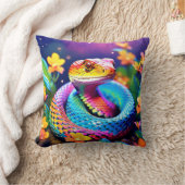 Cobra slang met levendige turquoise roze en geel kussen (Deken)