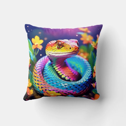 Cobra slang met levendige turquoise roze en geel kussen (Achterkant)