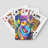 Cobra slang met levendige turquoise roze en geel pokerkaarten (Achterkant)