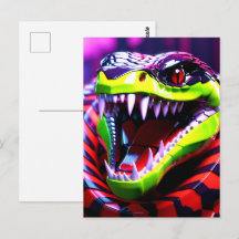 Cobra slang met lime groene lippen en roze oog bro