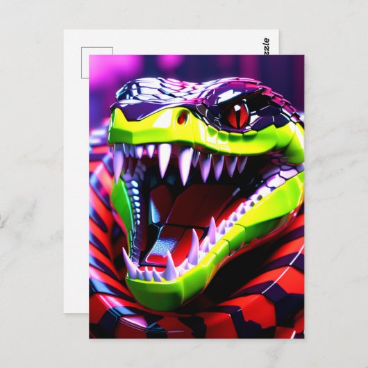 Cobra slang met lime groene lippen en roze oog bro briefkaart (Voorkant / Achterkant)