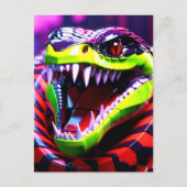 Cobra slang met lime groene lippen en roze oog bro briefkaart (Voorkant)