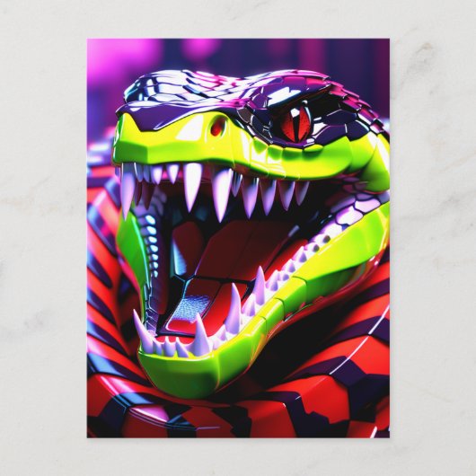 Cobra slang met lime groene lippen en roze oog bro briefkaart (Voorkant)