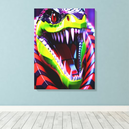 Cobra slang met lime groene lippen en roze oog bro canvas afdruk (Insitu (Houten vloer))