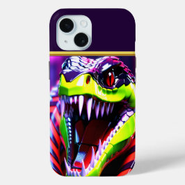 Cobra slang met lime groene lippen en roze oog bro iPhone 15 case