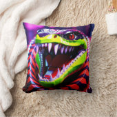 Cobra slang met lime groene lippen en roze oog bro kussen (Deken)