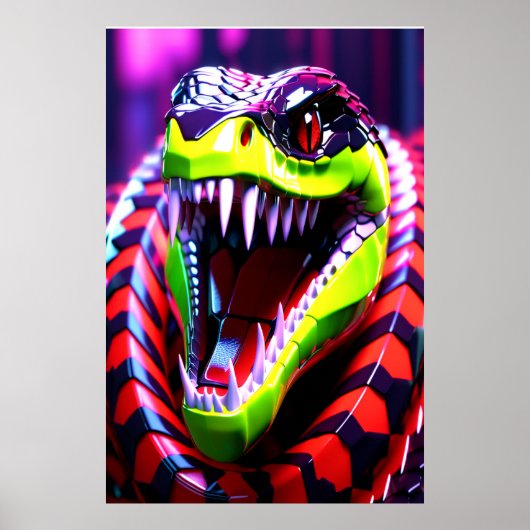 Cobra slang met lime groene lippen en roze oog bro poster (Voorkant)