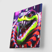 Cobra slang met lime groene lippen en roze oog bro vierkante klok (Hoek)