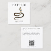 Cobra Snake Tattoo Nazorginstructies QR-code Vierkante Visitekaartje (Voorkant / Achterkant)