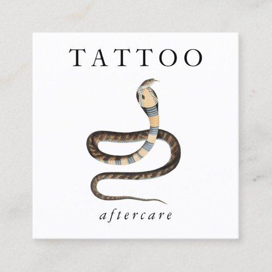 Cobra Snake Tattoo Nazorginstructies QR-code Vierkante Visitekaartje (Voorkant)