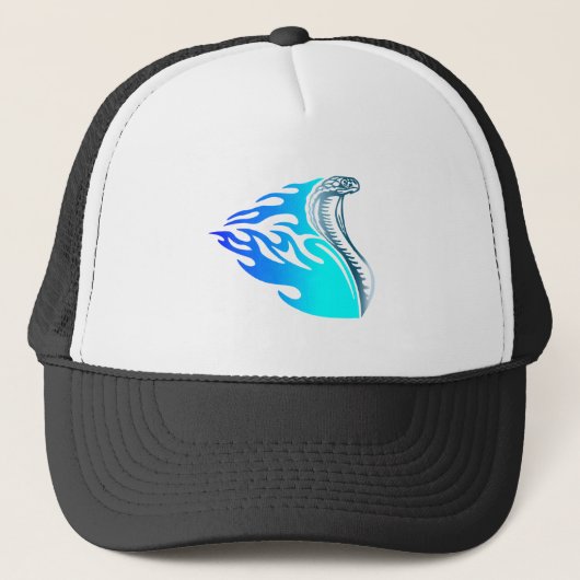 cobra vlammen ontwerp blauw trucker pet (Voorkant)