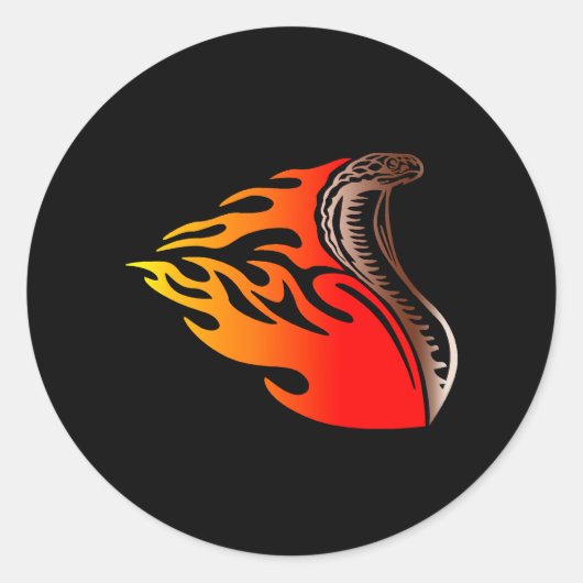 cobra vlammen ontwerp ronde sticker (Voorkant)