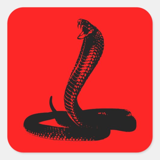 Cobra - zwart vierkante sticker (Voorkant)