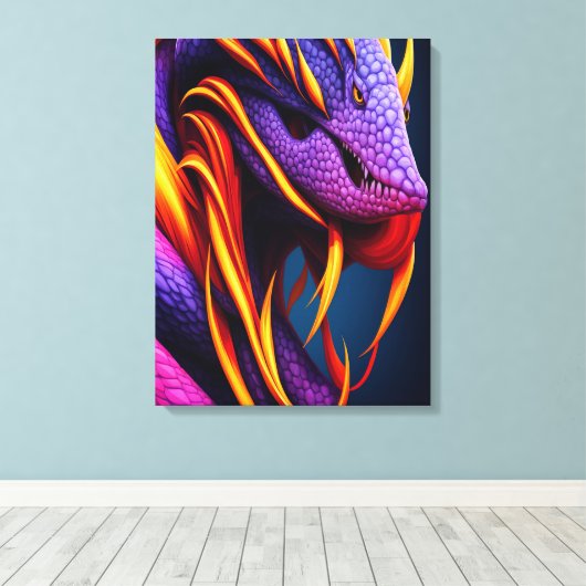 Cobraslang met levendige oranje en paarse schubben canvas afdruk (Insitu (Houten vloer))