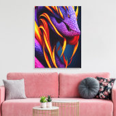 Cobraslang met levendige oranje en paarse schubben canvas afdruk (Insitu (Woonkamer))