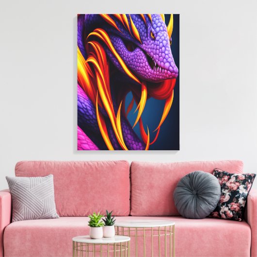 Cobraslang met levendige oranje en paarse schubben canvas afdruk (Insitu (Woonkamer))