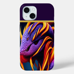 Cobraslang met levendige oranje en paarse schubben iPhone 15 case