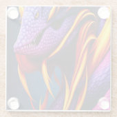 Cobraslang met levendige oranje en paarse schubben glazen onderzetter (Achterkant)