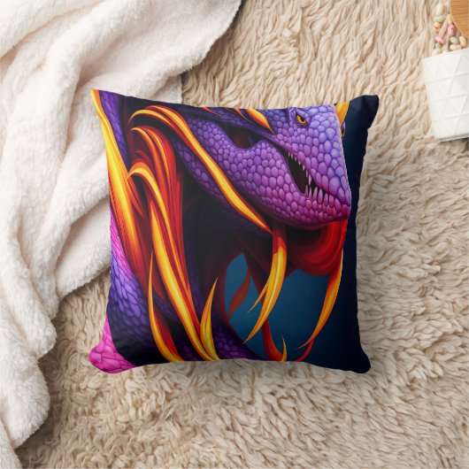 Cobraslang met levendige oranje en paarse schubben kussen (Deken)