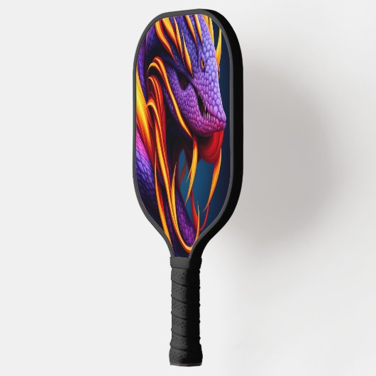 Cobraslang met levendige oranje en paarse schubben pickleball paddle (Links)