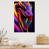 Cobraslang met levendige oranje en paarse schubben poster (Keuken)