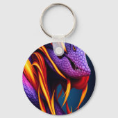 Cobraslang met levendige oranje en paarse schubben sleutelhanger (Voorkant)