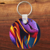 Cobraslang met levendige oranje en paarse schubben sleutelhanger (Voorkant)
