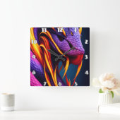 Cobraslang met levendige oranje en paarse schubben vierkante klok (Huis)