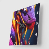 Cobraslang met levendige oranje en paarse schubben vierkante klok (Hoek)