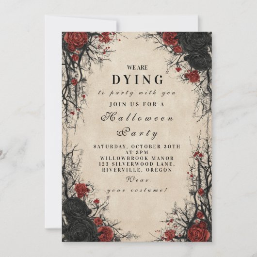  Cobweb Gothic Halloween Soirée Kaart (Voorkant)