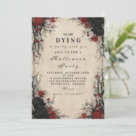  Cobweb Gothic Halloween Soirée Kaart (Staand voorkant)