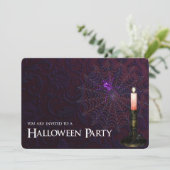Cobweb, Spin & Candle Halloween Party Invite Kaart (Staand voorkant)