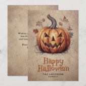 Cobweb Spooky Pumpkin Happy Halloween Kaart (Voorkant / Achterkant)