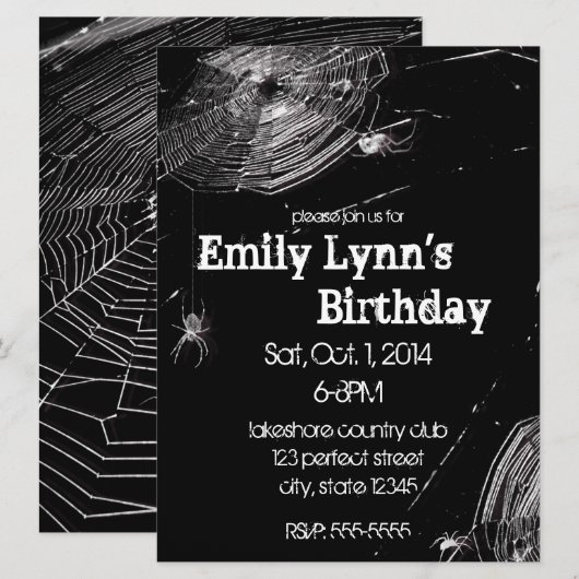 Cobwebs and White Spiders Birthday Kaart (Voorkant / Achterkant)