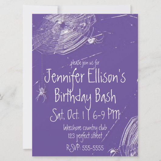 Cobwebs and White Spiders Birthday Kaart (Voorkant)