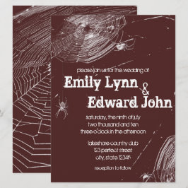 Cobwebs and White Spiders Wedding Invitation Kaart