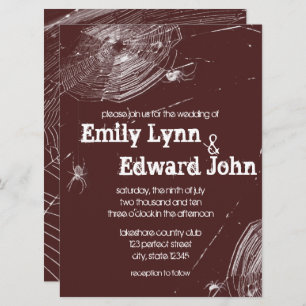 Cobwebs and White Spiders Wedding Invitation Kaart