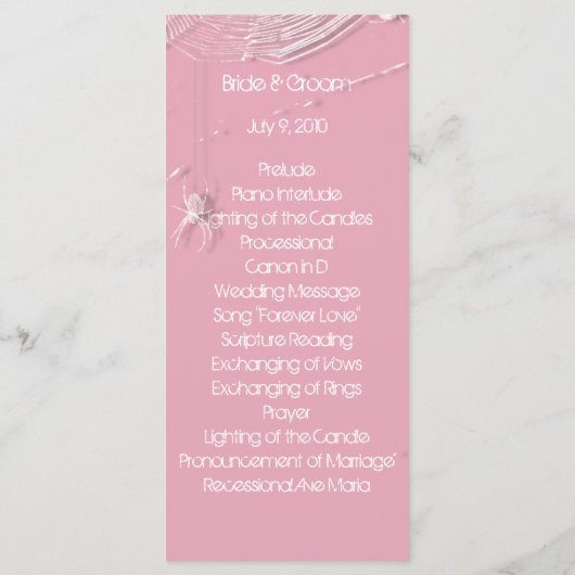 Cobwebs and White Spiders Wedding Program Kaart (Achterkant)