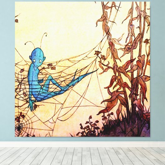 "Cobwebs are Fairy Hammocks" van Marjorie Miller Canvas Afdruk (Insitu (Houten vloer))