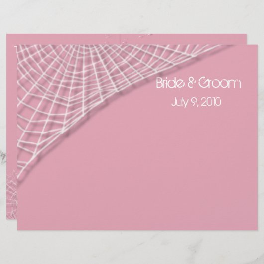 Cobwebs en White Spiders Folded Wedding Programme (Voorkant / Achterkant)